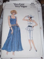 9895 EZ VOG STRAPPY BUTTON DRESS,TOP,SRT SKIRT PATTERN 12-16